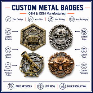 Badges métalliques moulés sous pression 3D personnalisés, finition laiton antique, argent, cuivre, pour véhicules Explorer, casques de plongée, télescopes, dirigeables et épingles - Product Image 4