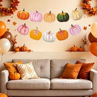 Bannière de fête d'automne avec citrouilles, décoration pour cheminée et manteau de cheminée, idéale pour Thanksgiving, anniversaires, en orange et rose