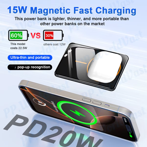 Batería Externa Magnética Inalámbrica Ultrafina y Compacta de 15w, 5000mAh/<span class=keywords><strong>10000mAh</strong></span>, Venta Caliente OEM - Product Image 5