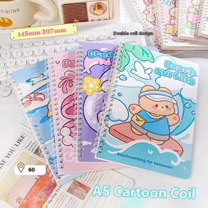 Cuaderno en espiral con tarjeta mágica A5 personalizable, libro de bobina suave de línea Horizontal bonita, cuaderno grueso de dibujos animados de tamaño de estudiante de cuero - Product Image 5