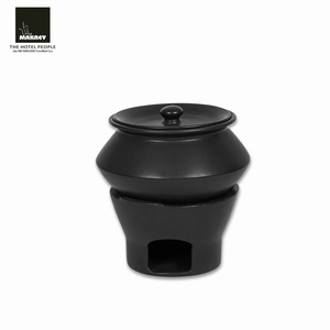 Buffet de cerámica Handi Set 5L con acabado negro mate Tapa resistente al calor y soporte de metal duradero para servir comida caliente en eventos de hoteles - Product Image 1