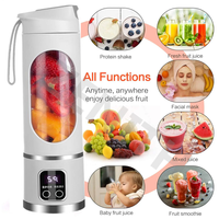 Blender portable rechargeable par USB de 450 ml, mini mixeur pour usage domestique, 12 lames en acier inoxydable pour l'extérieur, vente chaude, sécurité