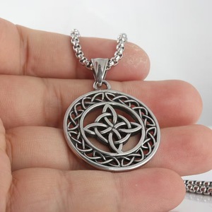 Collier classique en acier inoxydable avec nœud <span class=keywords><strong>celtique</strong></span> de sorcière, plaqué argent véritable ancien, amulette quaternaire, collier de <span class=keywords><strong>mythologie</strong></span> <span class=keywords><strong>nordique</strong></span> - Product Image 1