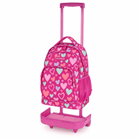 Sac à dos à roulettes détachable pour enfants, résistant à l'eau, en polyester, avec poignée de 92 cm, logo personnalisé, pour les 6-12 ans