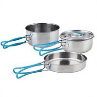 Ensemble de cuisine de camping en acier inoxydable 304, kit de vaisselle pliable portable, pot léger pour randonnée, barbecue en plein air, pêche