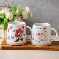 Mug Terlaris Motif Bunga Cantik Mug Keramik Kreatif Mug Kopi Keramik Tahan Suhu Tinggi dan Tahan Lama