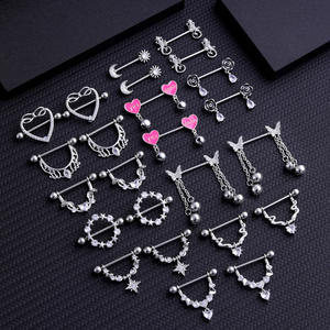 Elegante hipoalergénico de acero inoxidable Rosa pezón <span class=keywords><strong>Piercing</strong></span> joyería corazón <span class=keywords><strong>alas</strong></span> Niplple Barbell pezón anillos cuerpo <span class=keywords><strong>Piercing</strong></span> joyería - Product Image 2