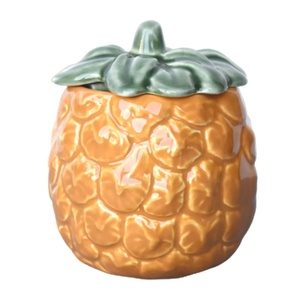 Vaisselle personnalisée plat <span class=keywords><strong>de</strong></span> service à sauce en forme <span class=keywords><strong>de</strong></span> fruit pot <span class=keywords><strong>de</strong></span> <span class=keywords><strong>conservation</strong></span> petit pot <span class=keywords><strong>de</strong></span> <span class=keywords><strong>confiture</strong></span> d'ananas en céramique avec couvercle - Product Image 2