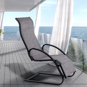 Chaise de salon de terrasse large <span class=keywords><strong>fauteuil</strong></span> inclinable extérieur ou intérieur chaise légère en textilène avec coussins style porte-à-faux - Product Image 1