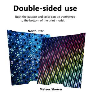 Plaque de construction H2D 355x346mm étoile du nord double face + pluie de météores Bambu Lab plaque de construction Laser H2D flexible amovible en acier à ressort - Product Image 4