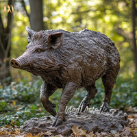 Statue de sanglier sauvage en bronze coulé pour jardin extérieur, sculpture animale en bronze représentant une faune sauvage