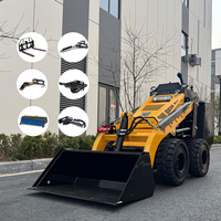 China Micro Wheel Skid Steer Loader Dengan Aksesori Bucket Hidrolik Mini Loader Kecil untuk Dijual