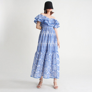 Vestido Midi Blanco Bordado con Volantes y Ojales, Elegante, Estilo Mexicano, Venta al por Mayor para Mujer - Product Image 4