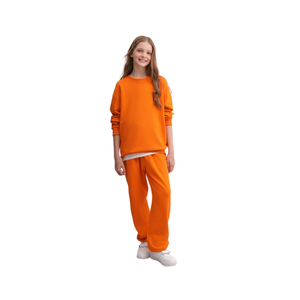 Ensemble de survêtement en molleton de coton unisexe pour enfants, sweat-shirt et pantalon, tenue chaude pour tous les jours, taille 128-164, âge 8-14 - Product Image 1
