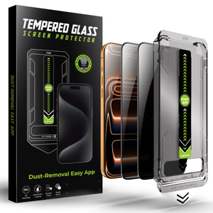 <span class=keywords><strong>Protezione</strong></span> Schermo in Vetro Temperato Anti-Graffio 9H Anti-Spia con Stampa in Seta per <span class=keywords><strong>iPhone</strong></span> 16 15 Pro Max con Applicazione Facile - Product Image 1