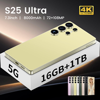 Smartphone Original S25 Ultra 16GB+1TB 5G, Pantalla HD de 7.3 Pulgadas, Desbloqueo Facial, Doble SIM, Android 16, Deca Core, 108MP, para Juegos, en Francés e Inglés