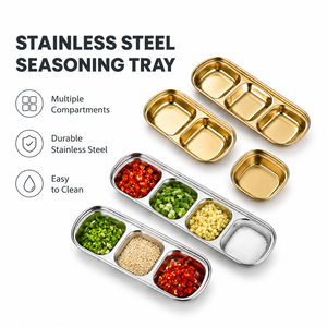 Electro-Polished Stainless Steel 3-Compartment Food Container Rectangular Easy To Clean Non-Slip Base Minimalist Design - Product Image 2