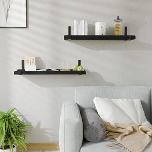 202407 <span class=keywords><strong>2</strong></span>枚セット棚棚壁掛け木製フローティング棚金属ブラケット付き長さ40インチフローティング壁棚 - Product Image 3