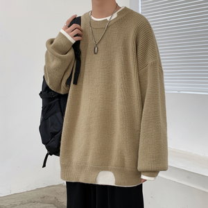 Maglione girocollo quotidiano da uomo a 2 colori in maglia Vintage IS-TS90 - Product Image 1