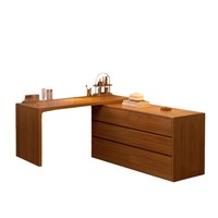 Bureau d'ordinateur en bois de chêne massif chinois écologique avec miroir éclairé intégré et armoire de chambre d'angle sur pied