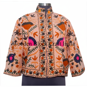 Veste élégante en tissu indien tricoté respirant, broderie à la main, matelassée, tissée, en coton floral, tissu Suzani, décontractée, hiver/printemps - Product Image 1