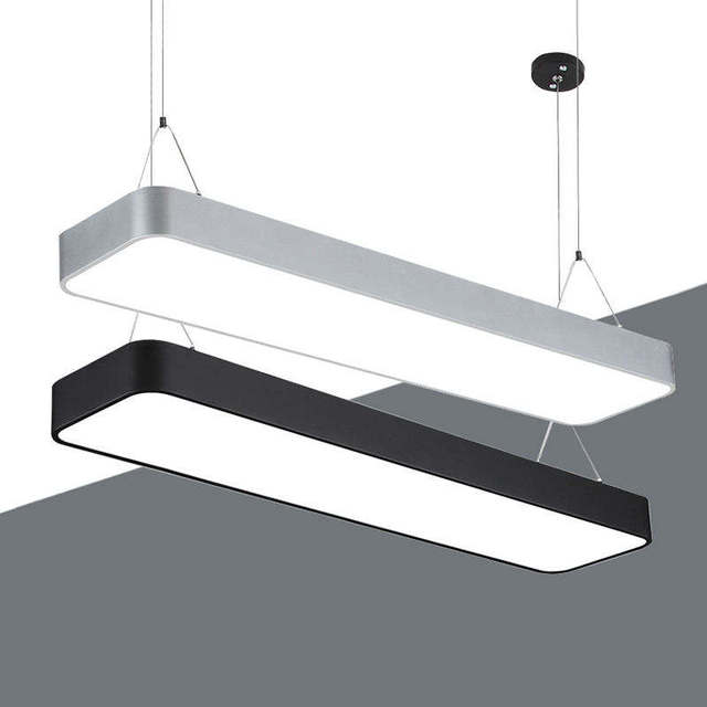 Edmonton Office 600mm LED Linear Pendant Light Adjustable Height Dimmable Modern Rectangle Design Iron Hanging Installation