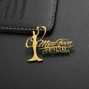 Desainer Kustom Besi Tahan Karat Berongga Kerah Pin Lencana Berlapis Emas Huruf Logo Bros Pin Bros Pin untuk Wanita Pria Setelan - Product Image 6