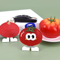 Big-Eyed Cartoon Fruit Access Card Holder Aangepaste hoogwaardige lederen sleutelhanger Leuke creatieve tas charme accessoire Uniek