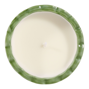 Portacandele in Ceramica con Bordo Ondulato, Motivo Floreale Verde, Decorativo per Interni ed Esterni - Product Image 6