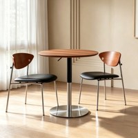 Petite table ronde en bois massif, table basse réglable, table d'appoint pour canapé de salon ou balcon, table à manger pour petit appartement
