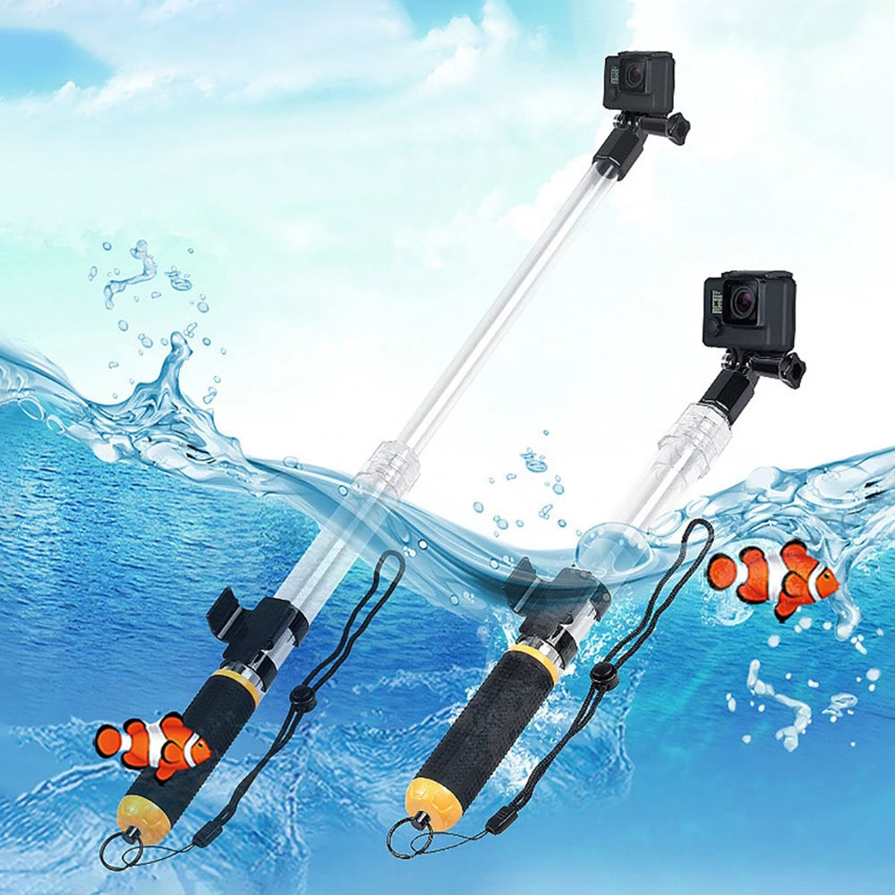 Hongdak Floating Selfie Stick Transparent Monopod Lightweight Retractable Stand for Gopro Screw for Gopro 7 6 5 4 3