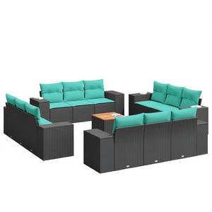 Set Divano da Esterno in Polyrattan Nero con Cuscini, 7 Posti, Arredamento Moderno Contemporaneo - Product Image 1