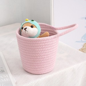 Factory Wholesale Shandong Cotton Rope Modern Minimalist Style Round Desktop Sundries <strong>Storage</strong> <strong>Basket</strong> with Handle <strong>Small</strong> Size - Product Image 2