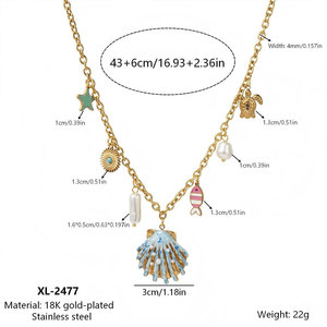 Collares de Moda Hawaiana de Verano, Joyería de Acero Inoxidable 316L, Collar de Conchas Marinas Chapado en Oro de 14k y 18k para Mujer - Product Image 5