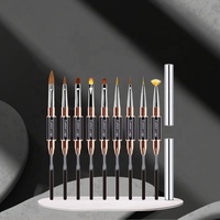 Pinceau Spatule Ovale Double Face Esung Personnalisé avec Logo, en Poils de Kolinsky de Luxe pour Polygel, avec Doublure en Nylon, Manche Noir et Doré, Doux au Toucher