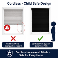 Persianas de Panal Inalámbricas Simples Negras de 25mm con Celda de Oscurecimiento Total, Cierre a Presión, Seguras para Niños, para Sala de Estar, Tamaño Personalizado, Ecológicas, OEM