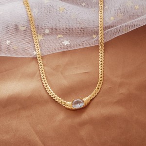 Collar de Cadena Cubana con Colgante de Circonita Moderno Chapado en Oro de 18K, Joyería de Acero Inoxidable para Mujer - Product Image 2