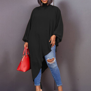 <span class=keywords><strong>Abito</strong></span> da ufficio taglie forti da <span class=keywords><strong>donna</strong></span> Elegent stile Casual con orlo asimmetrico collo finto a manica lunga tinta unita <span class=keywords><strong>Midi</strong></span> in taglia 2XL - Product Image 4