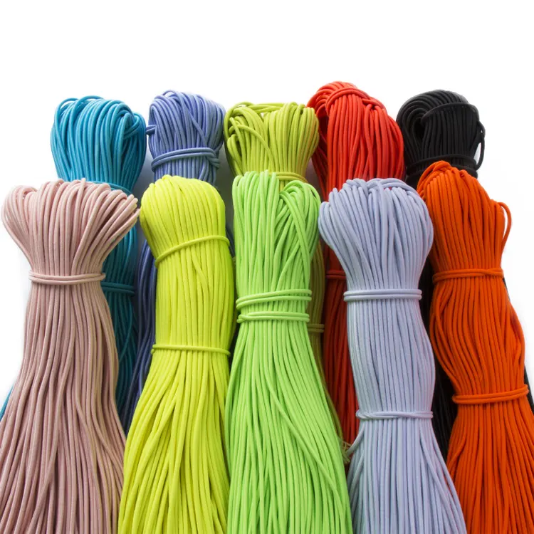 Оптовая продажа с фабрики 300 цветов в наличии полиэфирная Резина 2,5 мм эластичный шнур для одежды