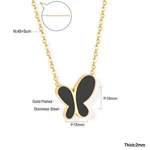 Collar con Colgante de Concha de Mariposa Brillante en Acero Inoxidable para Mujer, Ideal para Regalo - Product Image 6