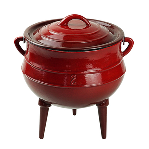Casserole <span class=keywords><strong>en</strong></span> <span class=keywords><strong>fonte</strong></span> de couleur émaillée Potjie à trois pattes inspirée de l'Amérique du Sud pour le camping et la cuisine - Product Image 6