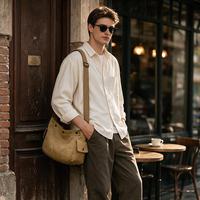 Tas Selempang Kanvas Retro Tahan Lama Custom Grosir Tahan Air Tas Bahu Vintage Outdoor Tas Messenger Pria Tas Dada
