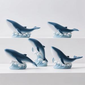 Blue <strong>Whale</strong> Resin Figurine <strong>Art</strong> - 6" Scandinavian-Style Marine Decor, Smooth Gloss Finish for Modern Home &amp; Office Collections - Product Image 2