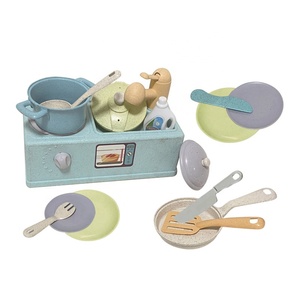 New arrival wheat straw bioplastic kitchen sink pretend play cooking set toys for kids