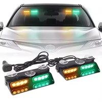 Luces Estroboscópicas LED 2 en 1 para Automóvil, Lámpara de Advertencia de Emergencia, Barra para Parabrisas, 16 Leds, Rojo, Azul, Ámbar, Blanco, Luz Automática