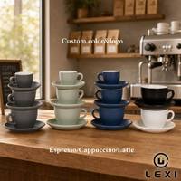 Tasse à cappuccino, espresso et latte en porcelaine moderne et simple, avec soucoupe, passe au lave-vaisselle, durable, logo personnalisé, couleur mate, pour café