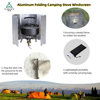 Pare-brise de réchaud de camping à gaz en aluminium pliable avec sac de transport argent étanche toutes saisons Kit de survie d'outils de camping