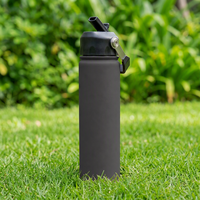 Bouteille d'eau isotherme portable en acier inoxydable pour adulte, 750 ml, anti-fuite, avec paille et poignée, idéale pour la randonnée et le camping