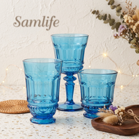 Samlife-23146 Vente en gros de sets de verres à vin vintage personnalisés en verre gaufré, ensemble de verres à vin de luxe colorés