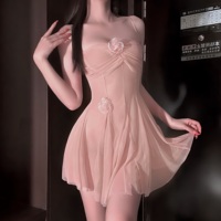 Vente chaude Pyjama à bretelles pour femmes Robe de nuit érotique pour couple Robe de nuit de lune de miel Lingerie noire transparente Robe de nuit sexy pour femmes